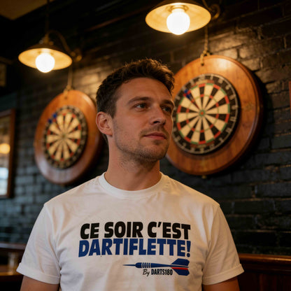 T-shirt Darts180 “Ce soir c’est Dartiflette” Blanc
