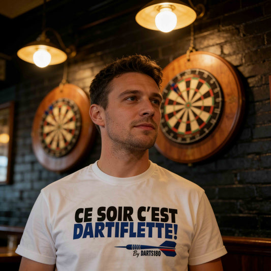 T-shirt Darts180 “Ce soir c’est Dartiflette” Blanc